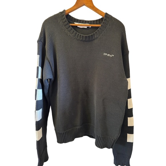 OFF-WHITE C/O VIRGIL ABLOH Cotton CheckeredCrewneck Size XL Men's - Picture 7 of 12